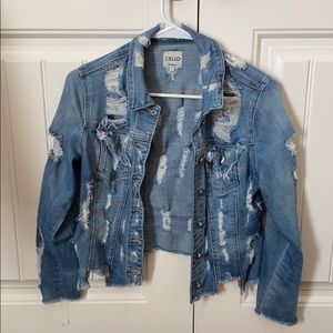 Cello Brand Distressed and Frayed Jean Jacket